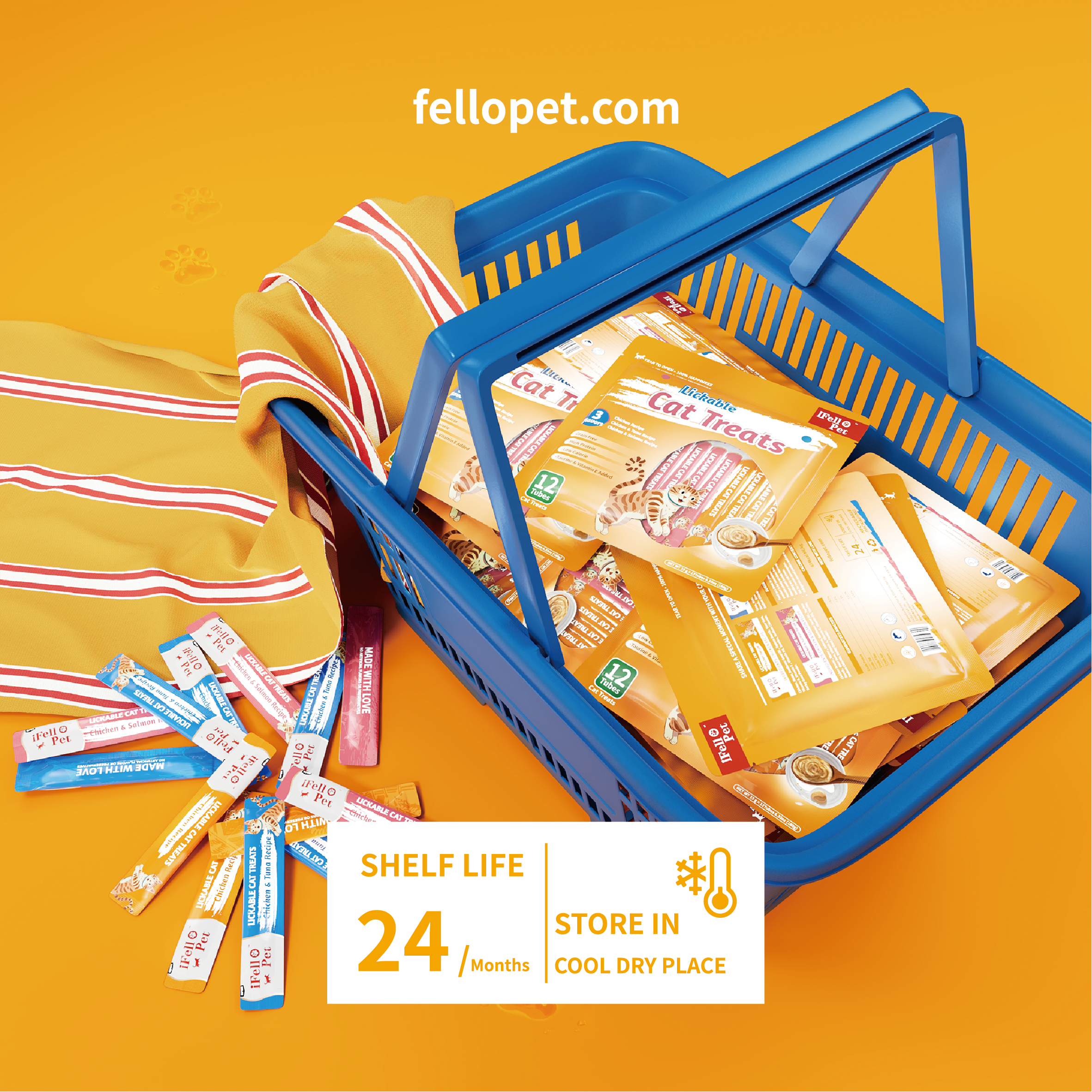 iFelloPet Lickable Cat Treats - 12-Tube Variety Pack