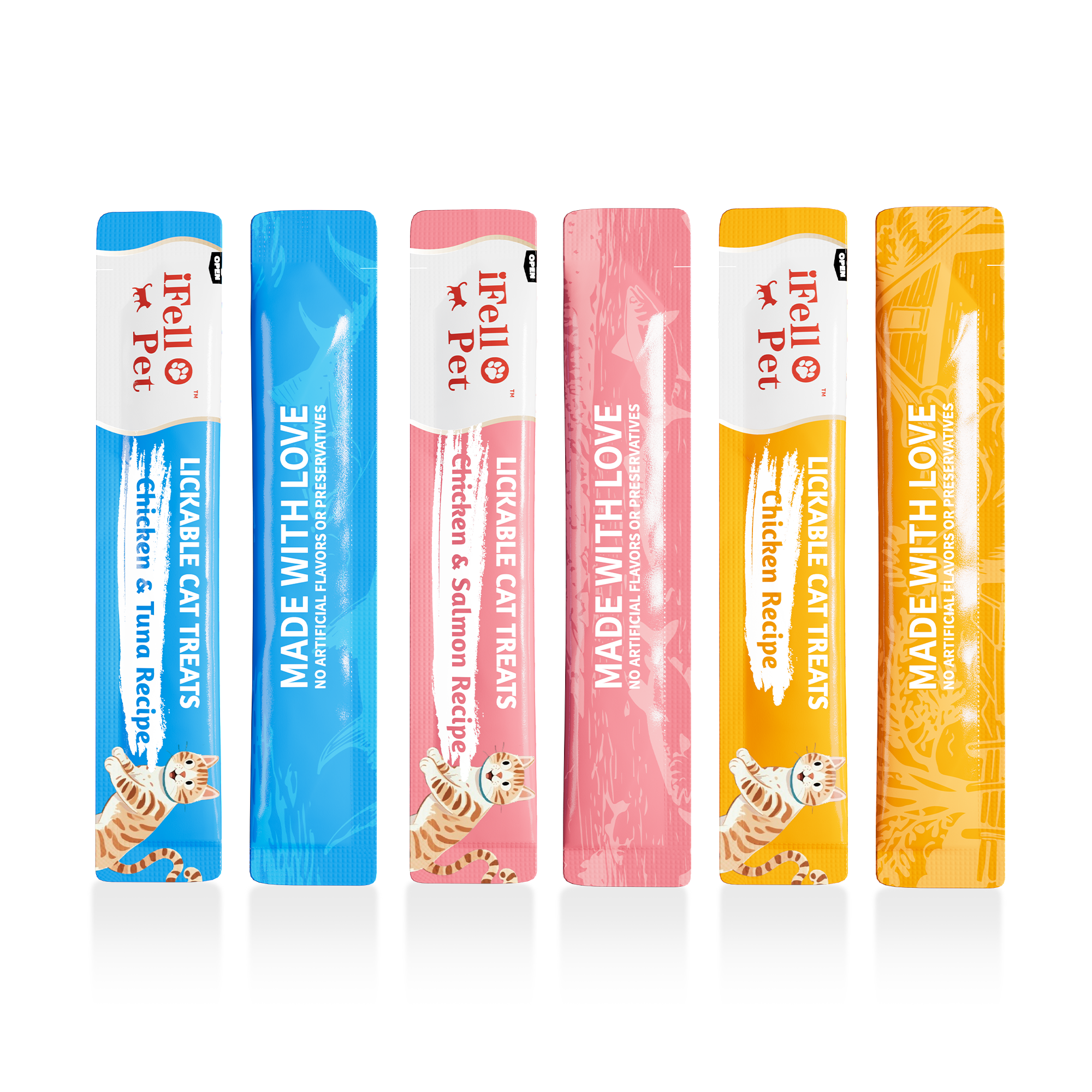 iFelloPet Lickable Cat Treats - Variety Pack (12 Tubes)