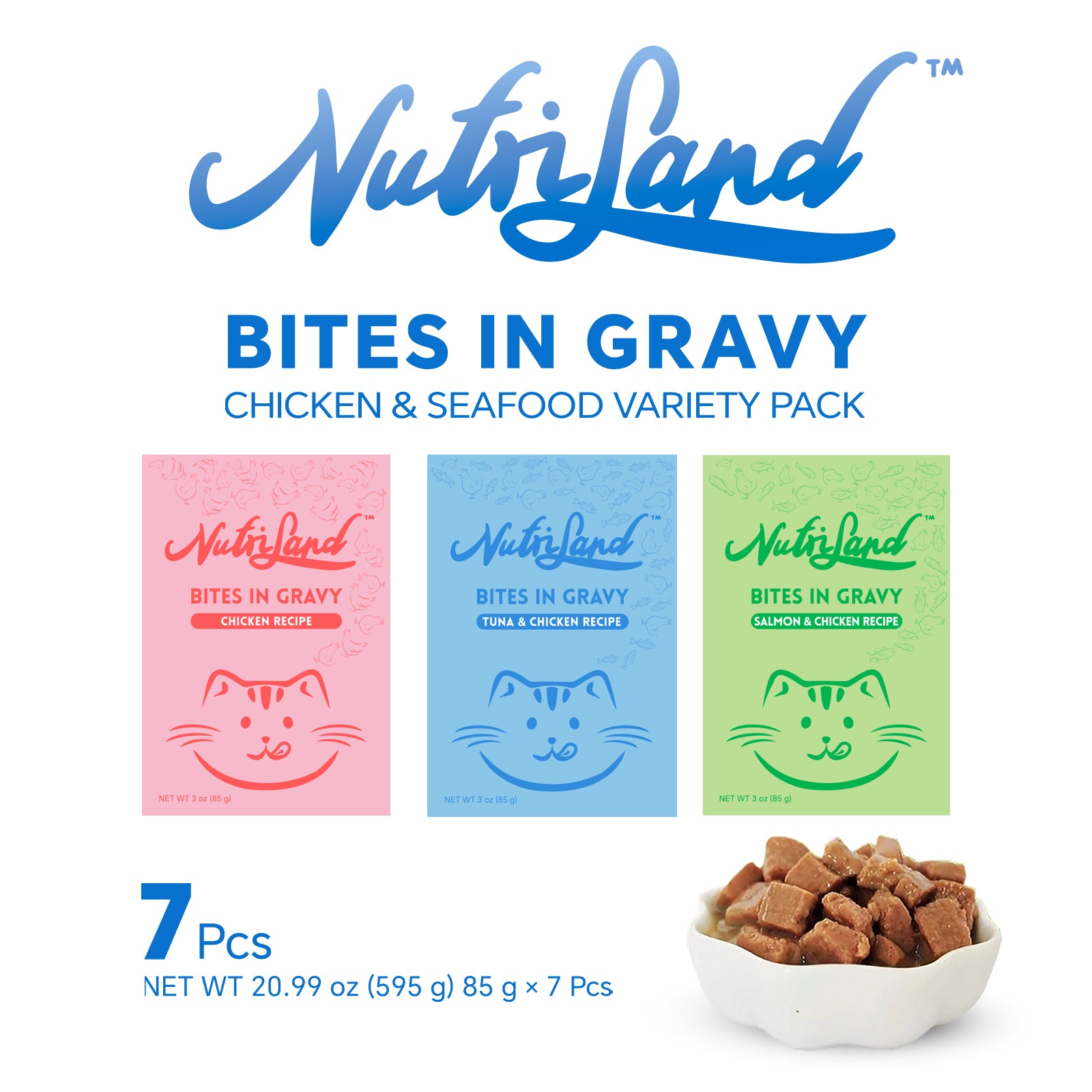 NutriLand chicken and seafood cat treat variety pack benefits