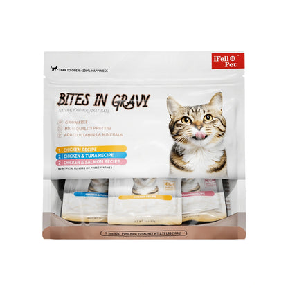 iFello Pet Bites in Gravy Wet Cat Food Variety Pack — 7 Pouches