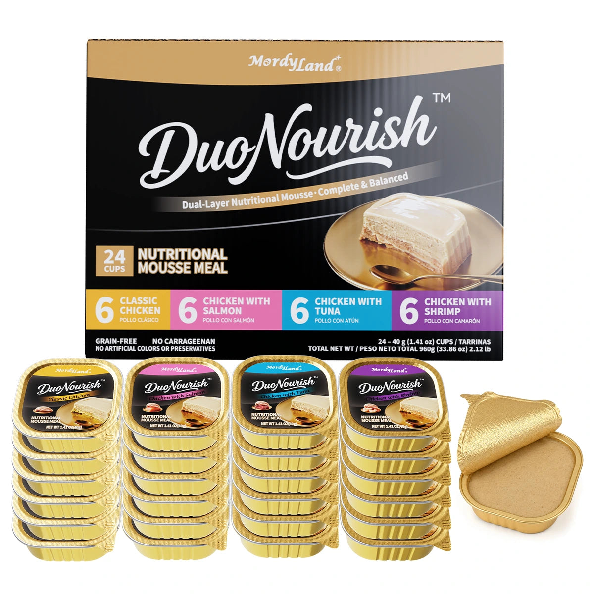 MordyLand DuoNourish dual-layer nutritional mousse wet cat food variety pack product image 1