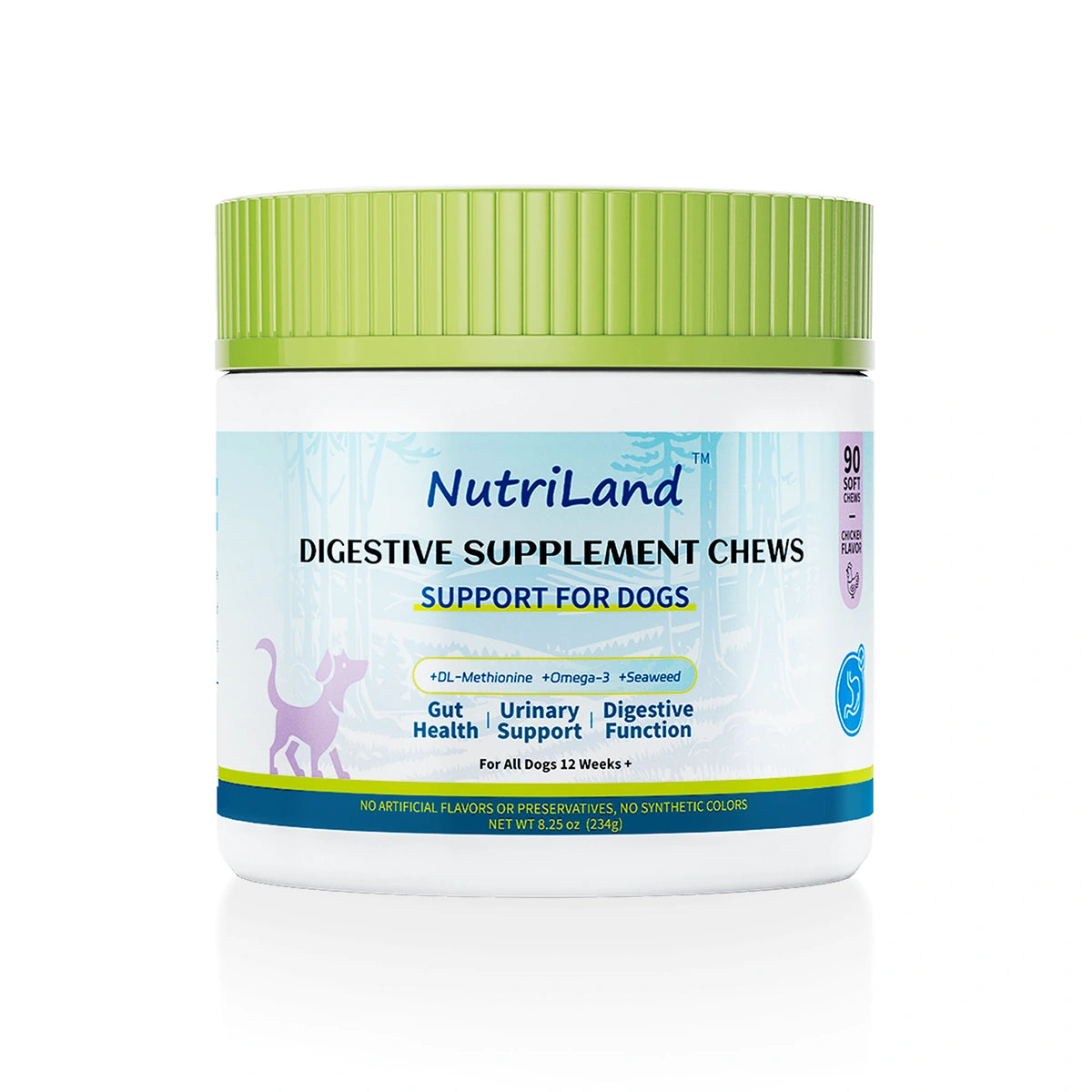 Chicken-flavored digestive supplement chews for dogs