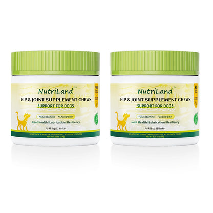 NutriLand dog joint supplement chews container, 90 chicken-flavored soft chews