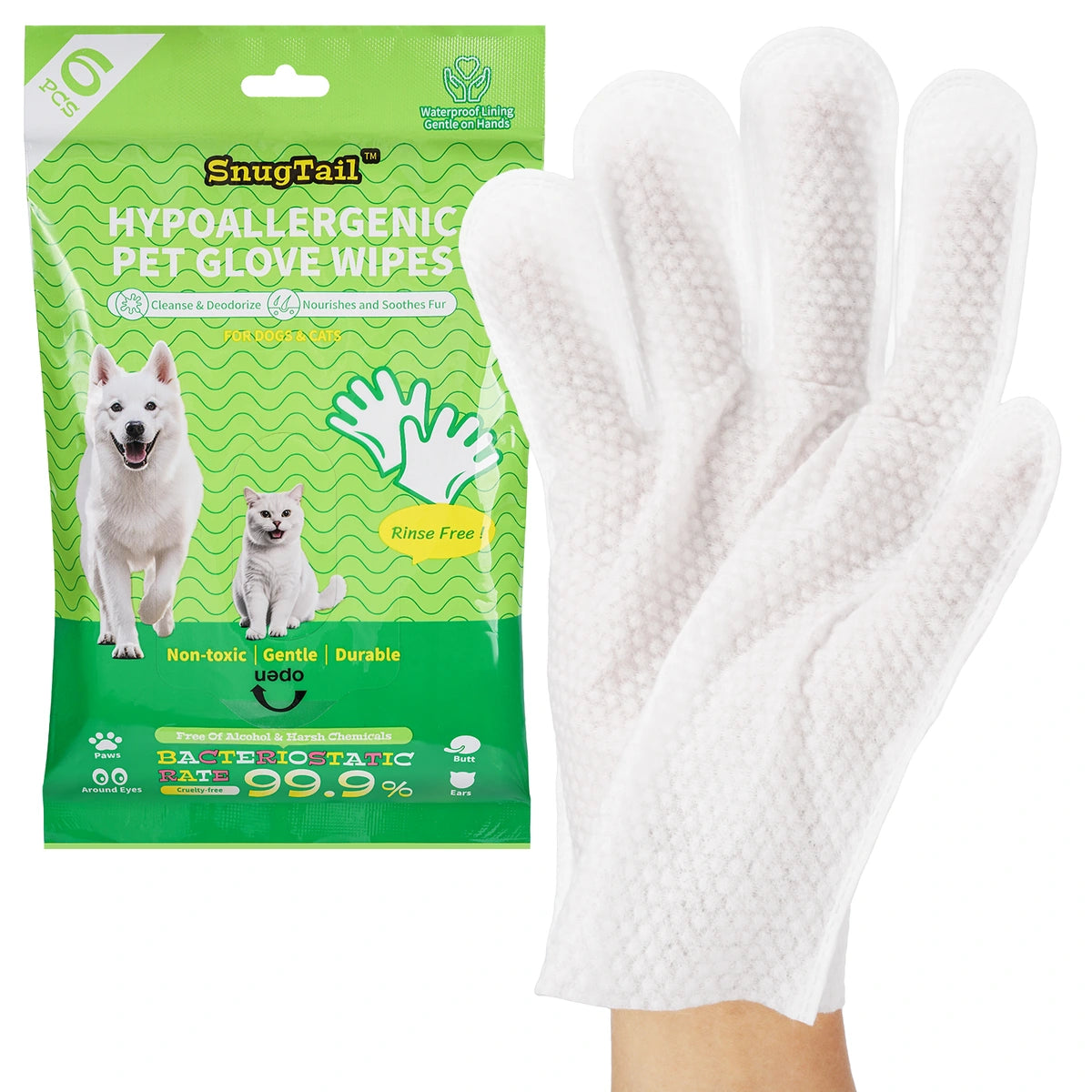 SnugTail pet grooming glove wipes product image 1